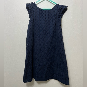 POLO Ralph Lauren‎ Eyelet shirt Scalloped Flutter Sleeve Nay Blue Dress Size 16